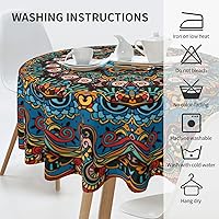 Vista 79 de YETTA YANG Paño de Mesa Redondo de Dulce de Chupachups Gótico en Negro y Blanco de 60 Pulgadas, Cubierta de Mesa Decorativa de Tela para Mesas