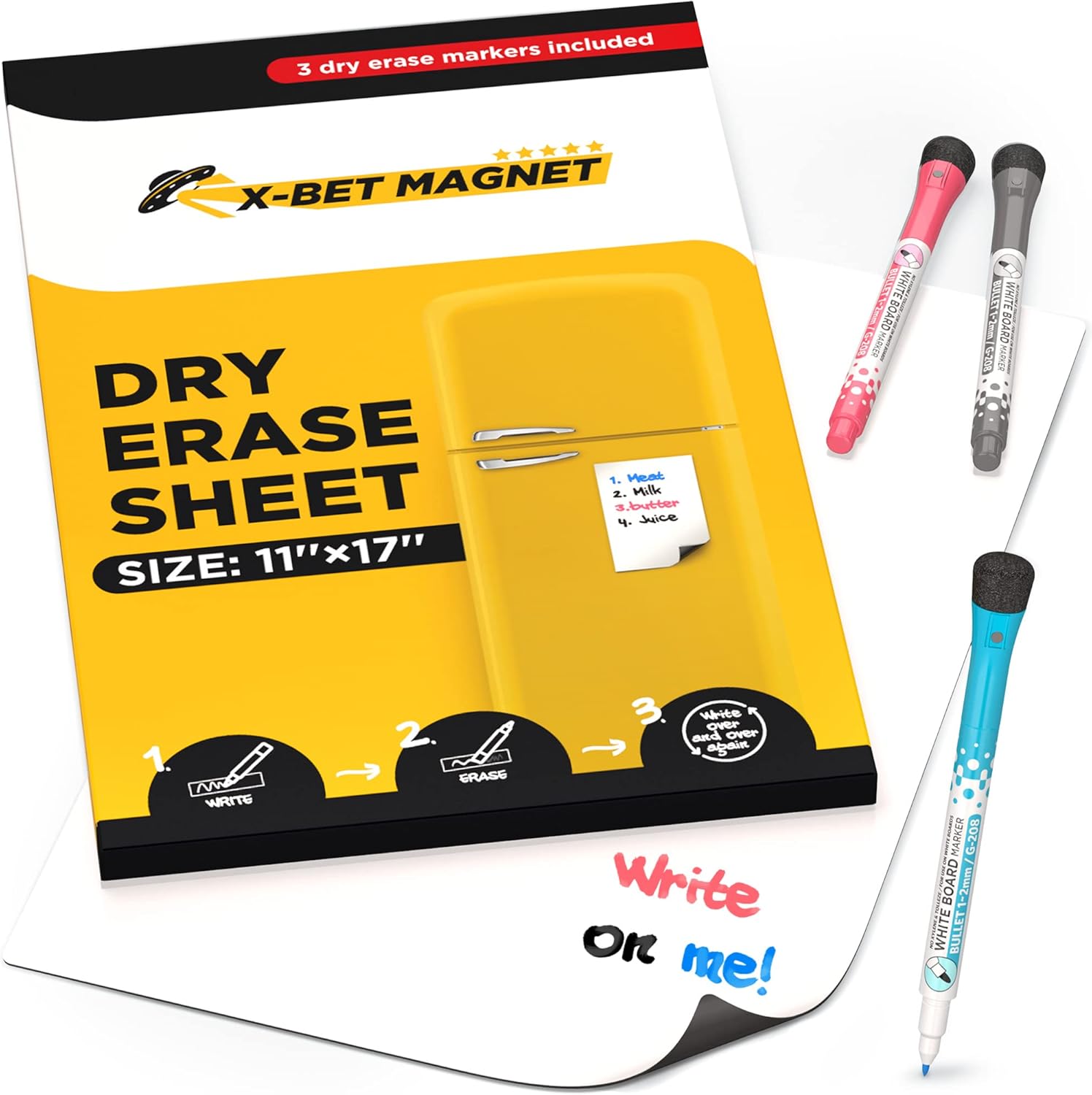 Dry Erase Board for Fridge 17 x 11 Inch Dry Erase Whiteboard