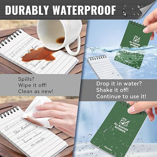 Miniatura 3 de POPYOLA Paquete de 6 cuadernos de bolsillo impermeables, bloc de notas de bolsillo de 3 x 5 pulgadas, mini bloc de notas en espiral pequeño para