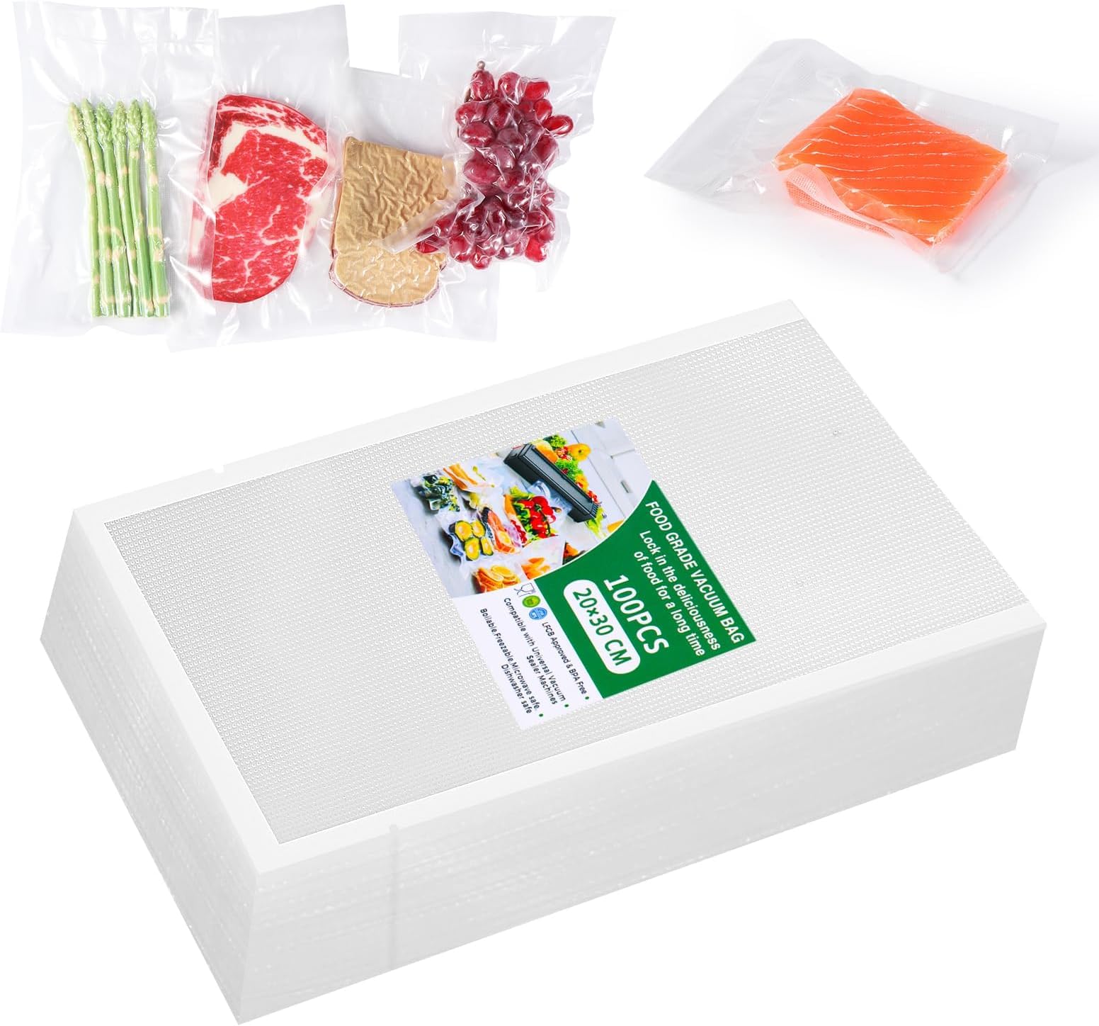 Sachets pour machine sous vide alimentaire 20x30 cm parfaits pour cuisiner au quotidien