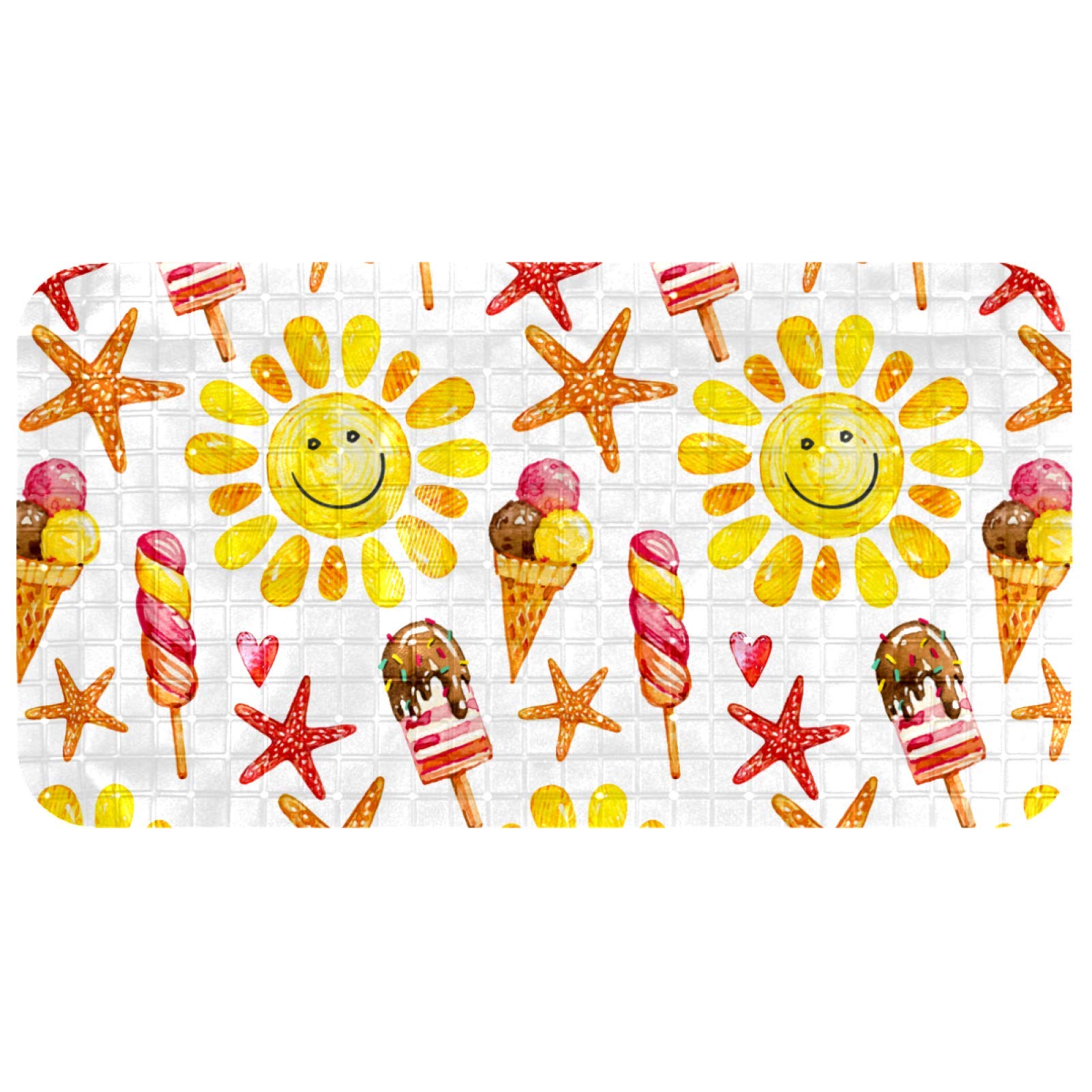Alfombrilla de ducha antideslizante de 37,3 x 68,3 cm para suelo liso con diseño helado y sol