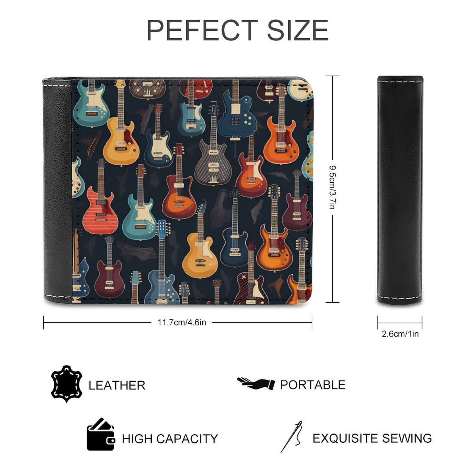 Guitars Funny Billfold Wallet Credit Card Holder Slim Passcase Pouch Purse for Men Women