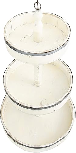 Miniatura 6 de Creative Co-Op Bandeja decorativa de madera y hojalata de 3 niveles