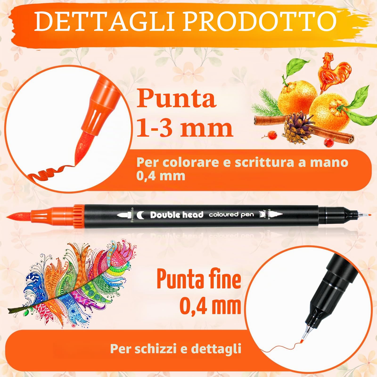 Purpledi Brush Pen Lettering, 120 Colori Pennarelli Doppia Punta Fine e Grossa Pennello, Pennarelli Punta Fine per Artisti, Pennarelli Acquerellabili Pennarelli Doppia Punta per Calligrafia, Dsegno