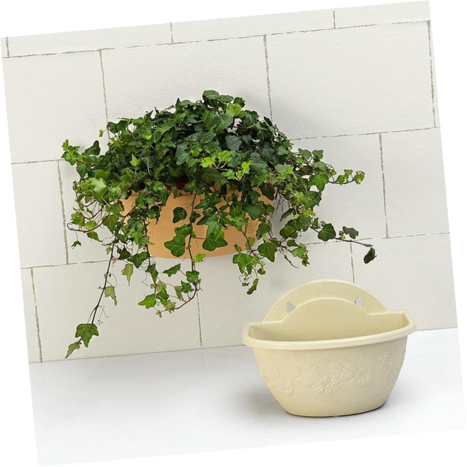 Vasi per piante da interno Vaso da fiori in plastica semicircolare beige piccolo appendere al muro for interni Decorazioni per veranda e spazi esterni