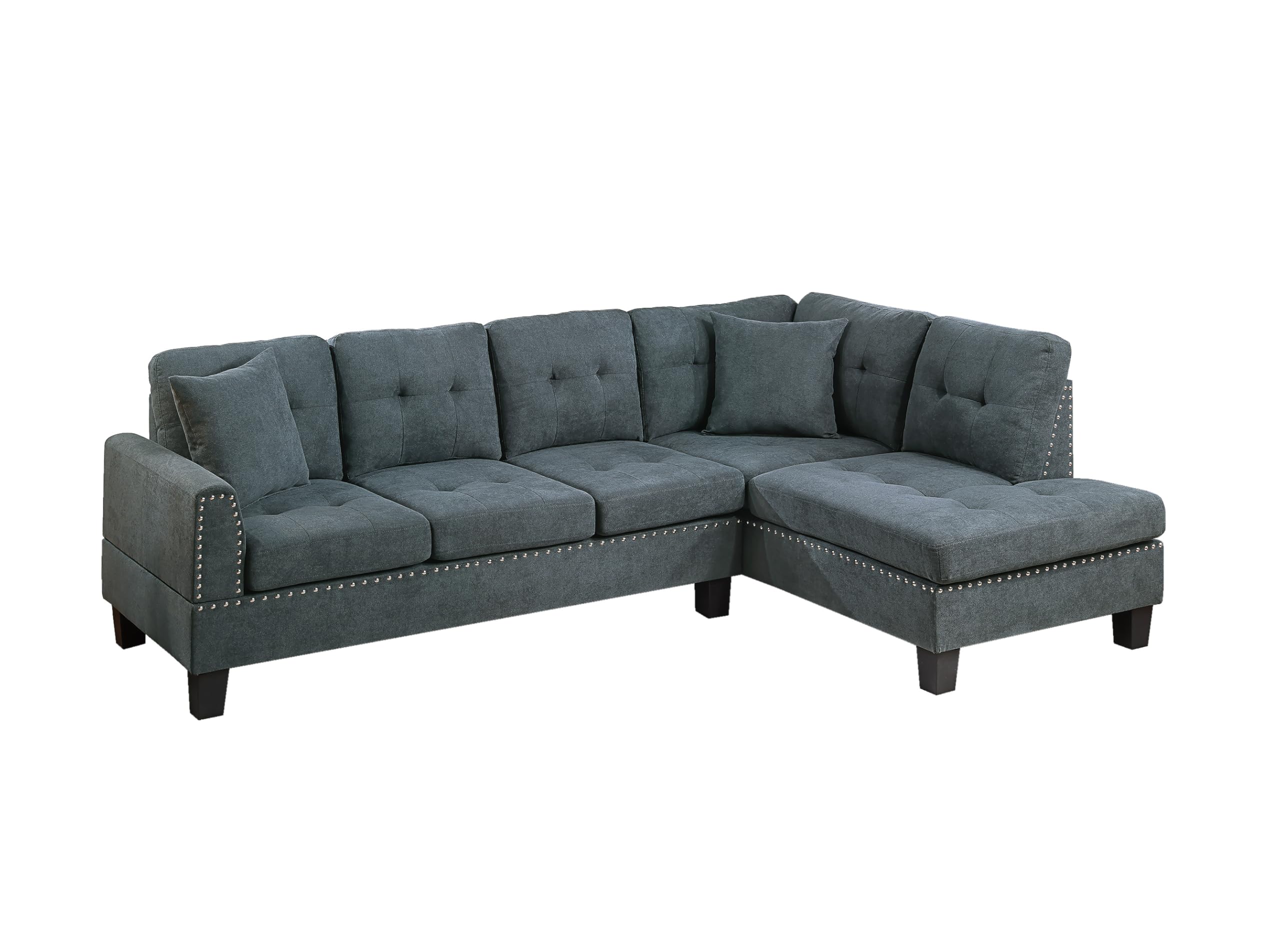 Poundex F8884 Sectional, Ash Black