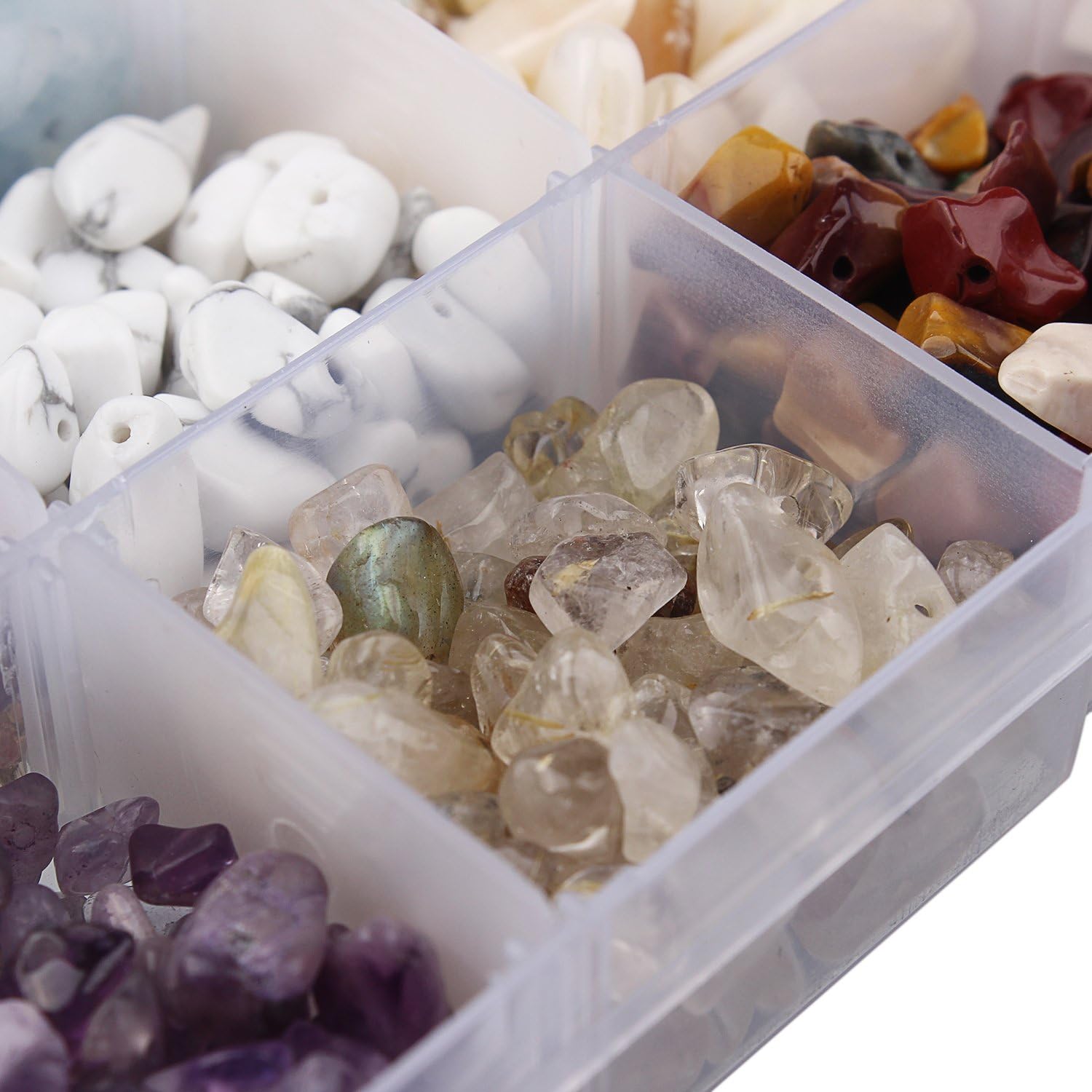 Linsoir Beads® 15 Style DIY Assorted Chips Stone Crushed Chunked Crystal Pieces Irregular Shaped Loose Beads Upgraded Value Pack for Jewelry Making