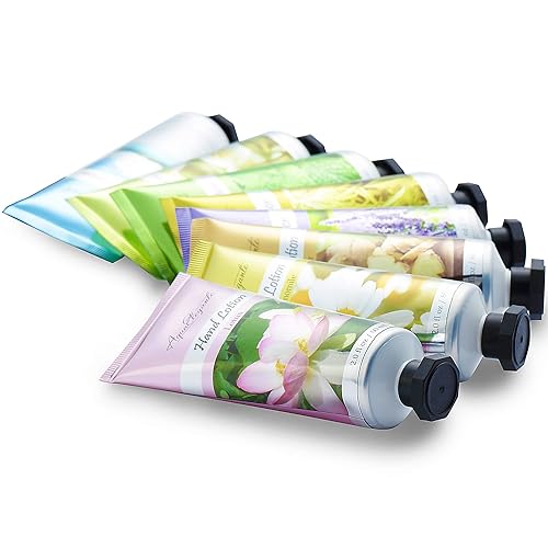 Aqua Elegante Set de regalo de loción para mujer, juego de humectante de manos hecho con manteca de karité orgánica, paquete de 8 mini lociones