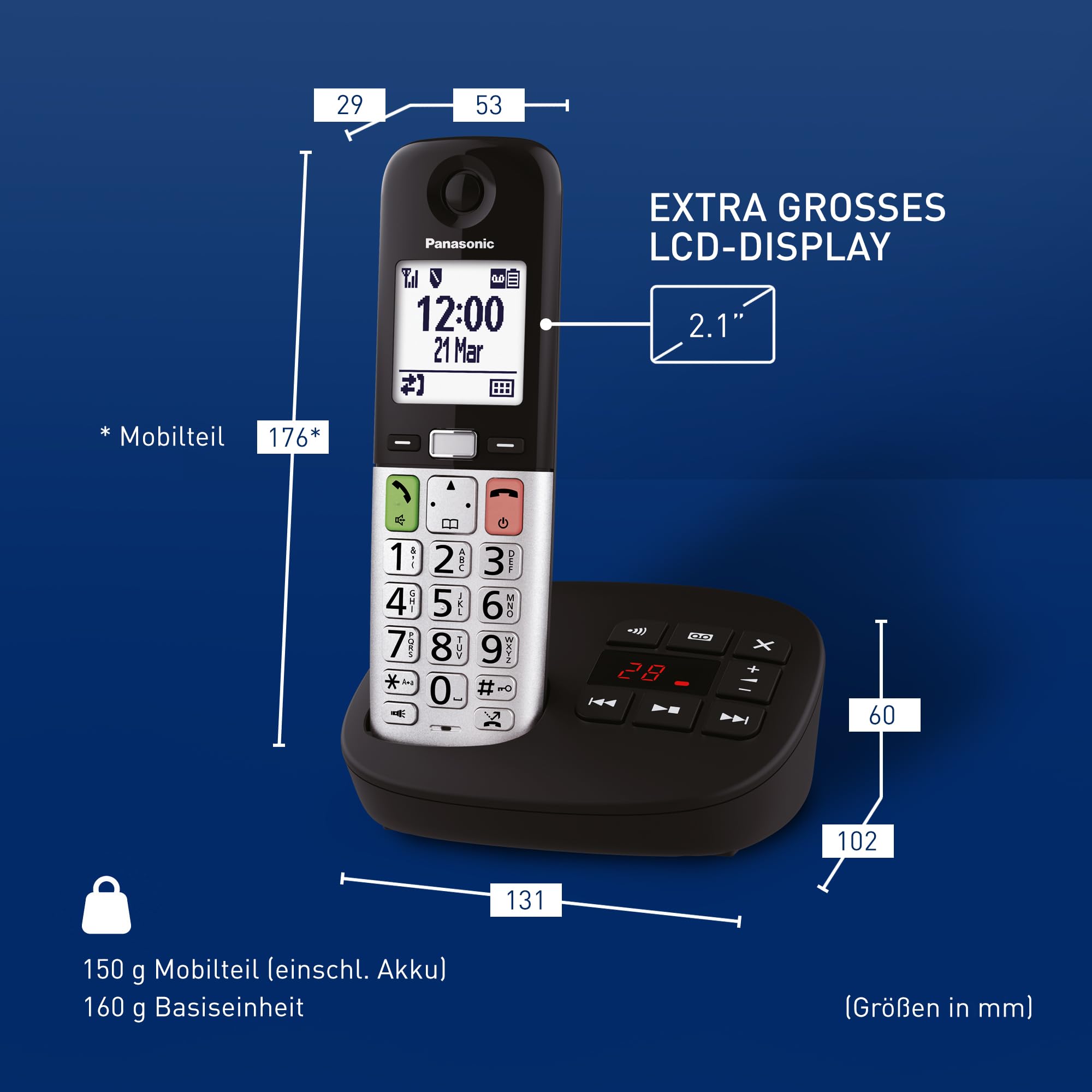 Panasonic KX-TGU430EXB digitales schnurloses Telefon mit Anrufbeantworter – Bild 6
