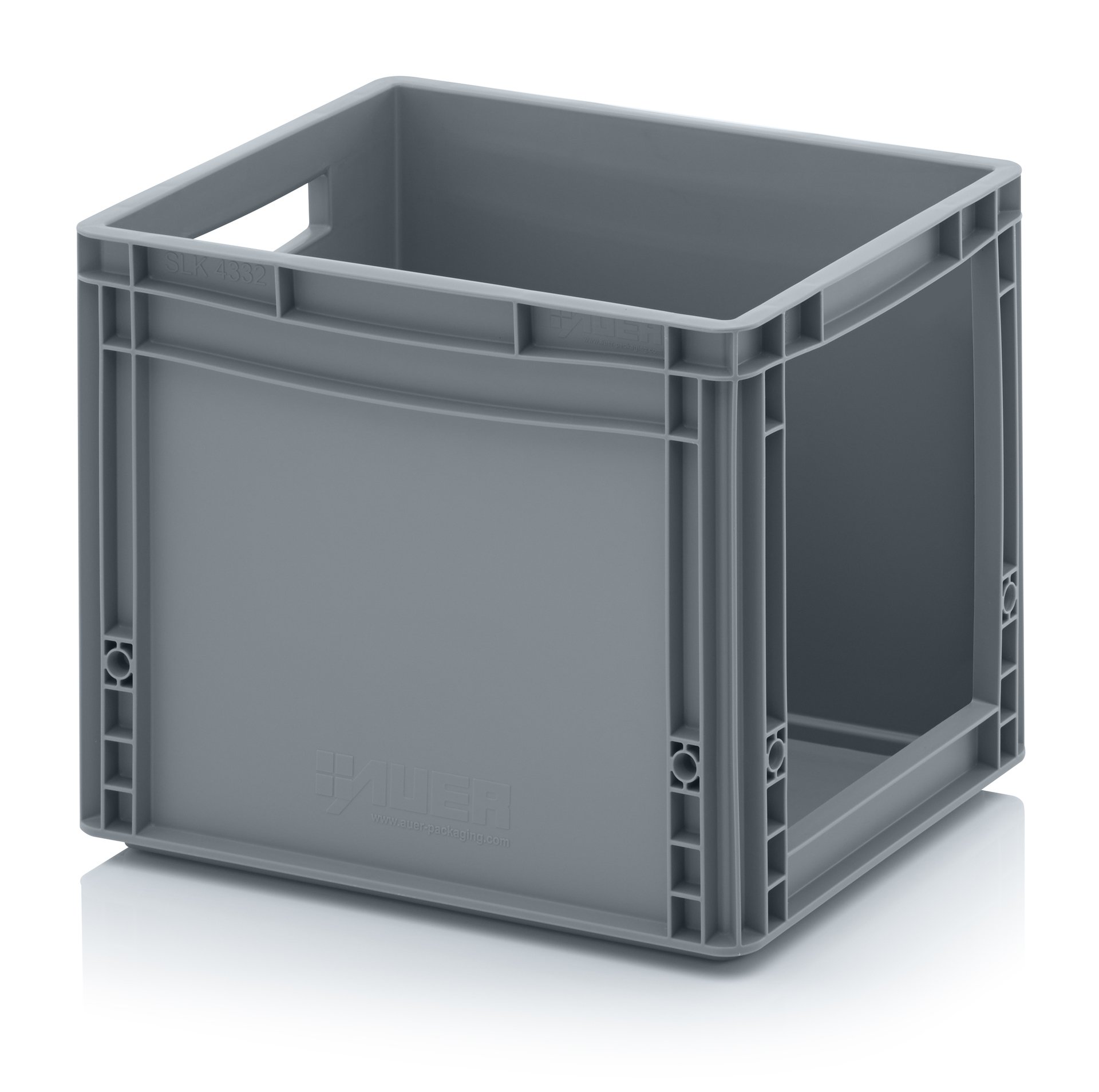 Auer Packaging 6x Euro Sichtlagerkasten 40 x 30 x 32 cm inkl. gratis Zollstock * Eurobehälter mit Fenster, 6er Set