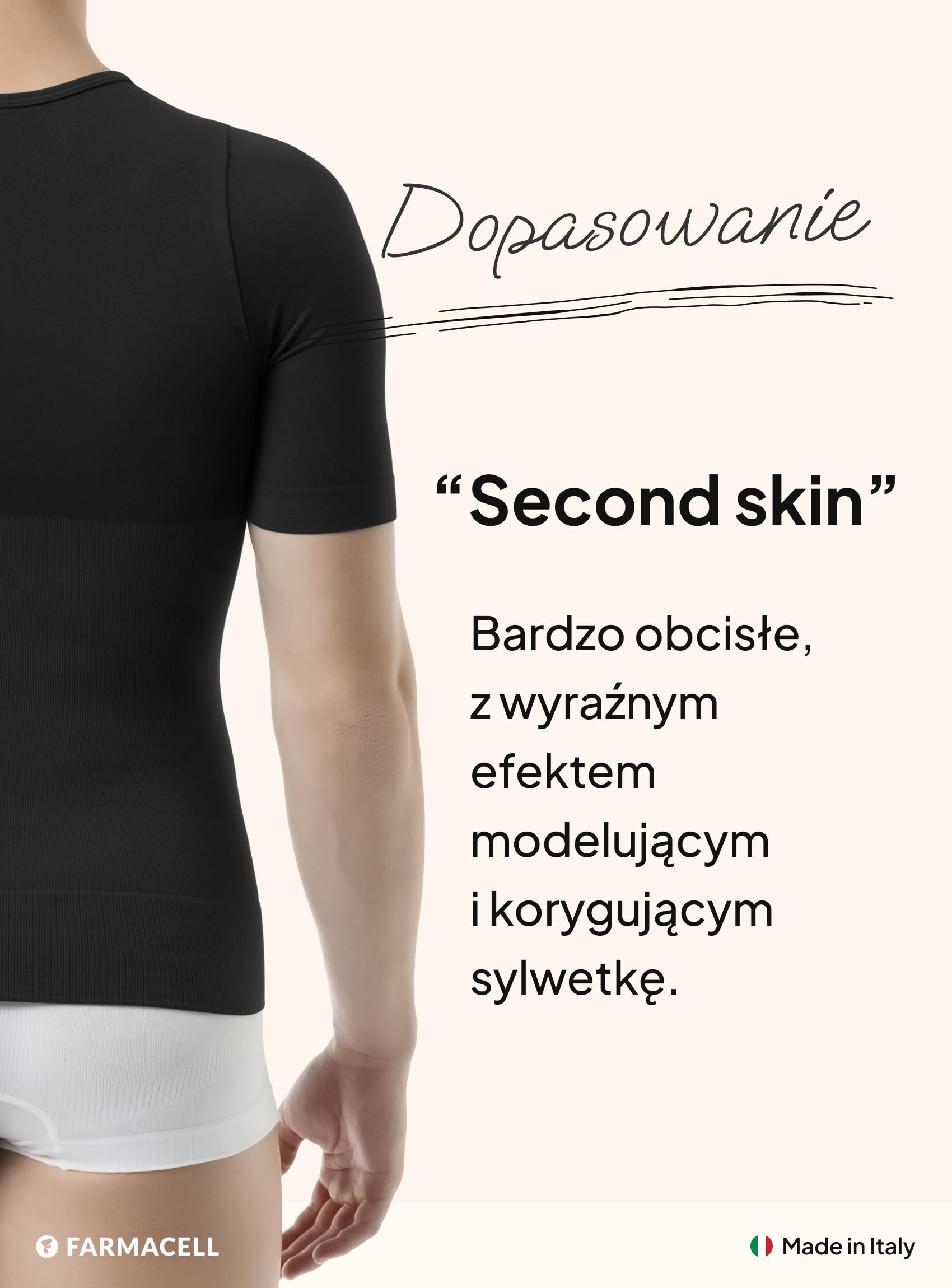 Farmacell Męska Bawełniana Koszulka Kompresyjna Modelująca Brzuch, Made in Italy, 419