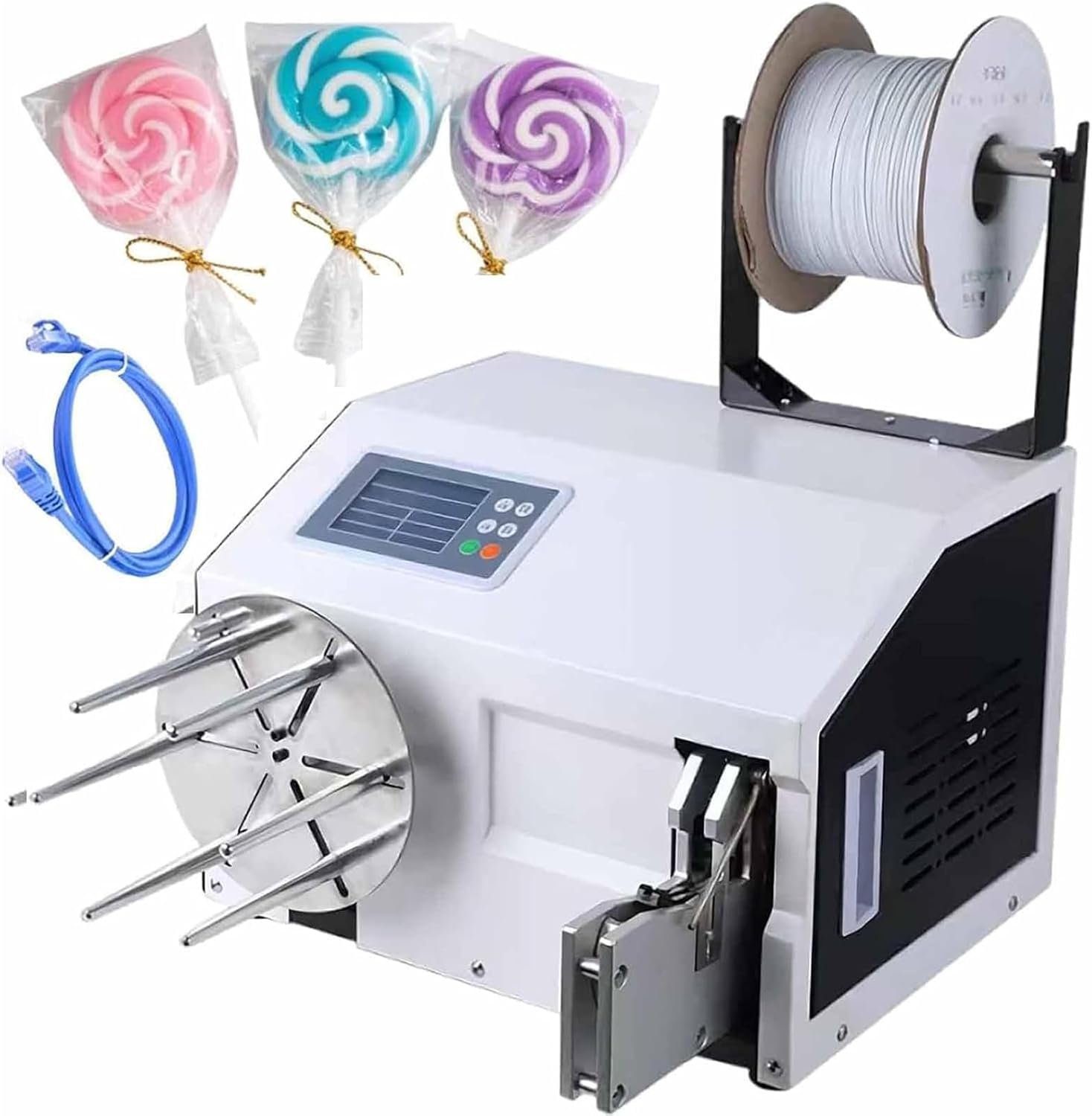 Automatic Twist Tie Machine - Electric Semi-Automatic Bag Closure for Bundling 5-30mm - Food Twist Tying Machine with 1 Roll of Twist Tie Wire