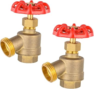 2 Pcs Hose Bibb Valve, 1/2" FIP x 3/4" MHT Heavy-Duty Brass Plumbing Fitting, for Garden, Boiler and External Water Service