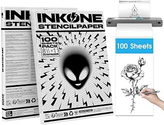 Tattoo Transfer Paper 8.5"X11", INKONE 100 Sheets A4 Size Thermal Tattoo Stencil Paper Stencil Paper for Beginners Artist Compatible with Thermal Printers & Tattoo Supplies