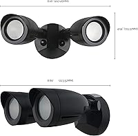 Vista 4 de Satco Luz de seguridad para exteriores 65-714, accesorio de inundación LED de doble cabeza de bala, blanco cálido de 3000 K, carcasa de aluminio