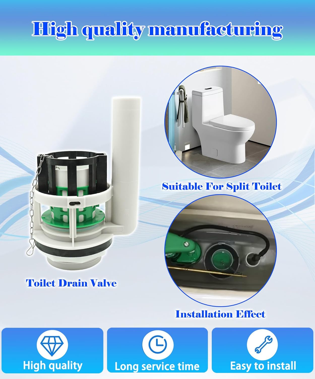 3" Adjustable Toilet Flush Valve Replacement Kit Fits For 2-Piece Toilet (Tank Seperates From Bowl) Compatible With Toto Thu Series Tower Replacement Parts