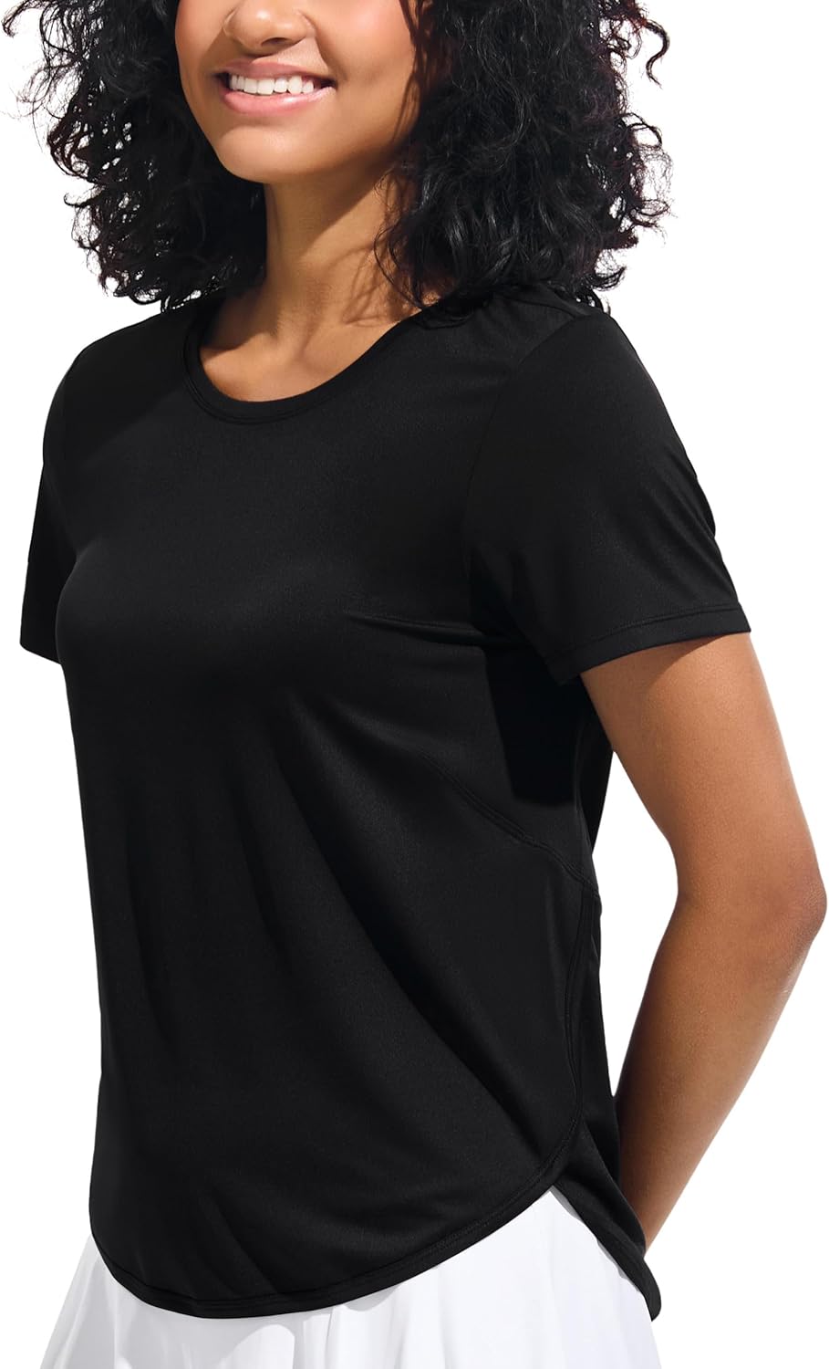 Ice Silk Short Sleeve Women's Workout Shirts Loose Fit Side Slits Athletic Tee Tops - Image 2