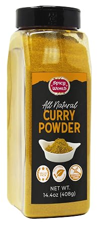 Spicy World Curry Powder 14.4 oz Jar - Authentic Blend of 9-Indian Spices, Premium Quality Blend for Curries, Vegetables, And More - All-Natural Ingredients