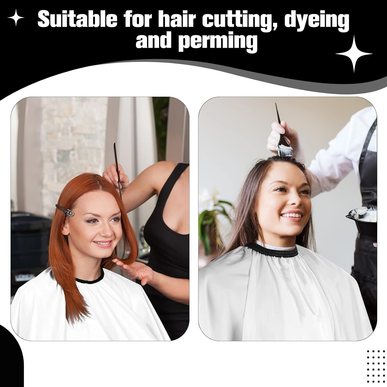 Jeyiour 6 Pieces Salon Cape Barber Cape with Adjustable Snap Closure | 55 x 47 Inch, Hair Cutting Protection, Hair Coloring Use, Shampoo Styling, Adult Men Women, Home Salon Supplies