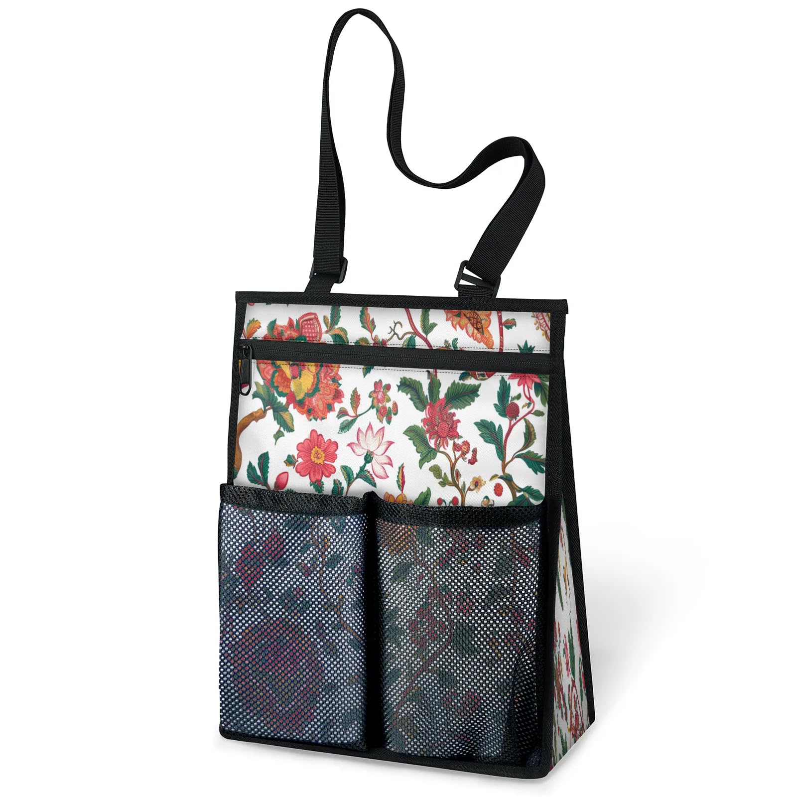 Ourtheme Indian Floral Portable Shower Bag for Travel Gym Camp Beach Tote Shower Caddy Bags Hanging Toiletry Organizer