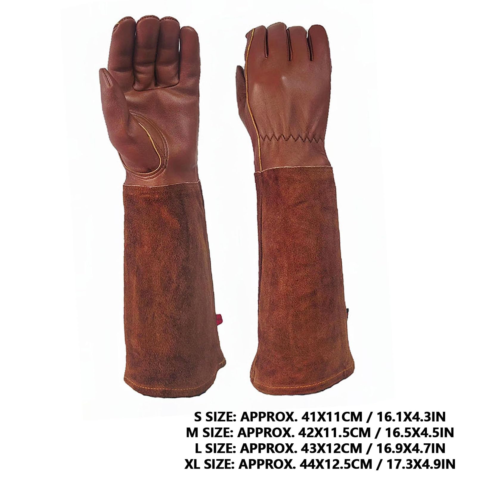 Guanti da Giardinaggio Lunghi in Pelle di Vacchetta per Donna/uomo, Guanti da Potatura per Rose a Prova di Spina, Protezione Braccio per Guanti Giardino per Lavoro Piantando (XL)