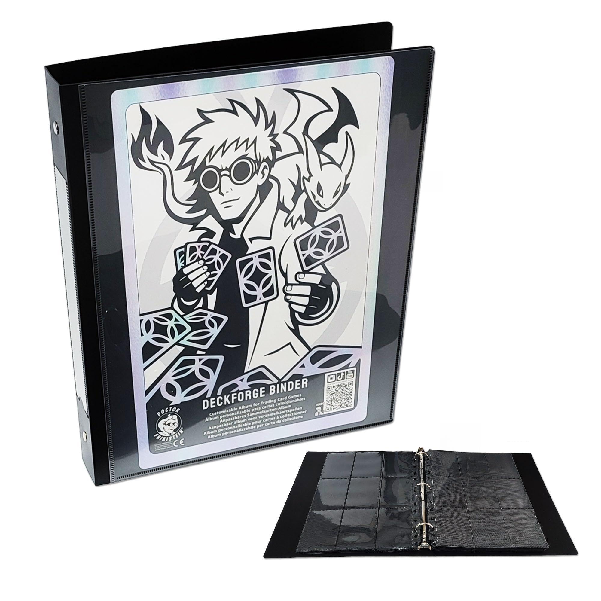 Doctor Frikistein Black/White Deckforge Binder - Customizable Album For Tcg Trading Card Games - 540 Cards