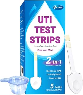 5 Pack UTI Test Strips, Urinary Tract Infection Test Kit for Women Men, Accurate Result in 2 Minutes, Monitor Bladder Health at Home, Clinically Tested, Easy to Grip, Individually Wrapped