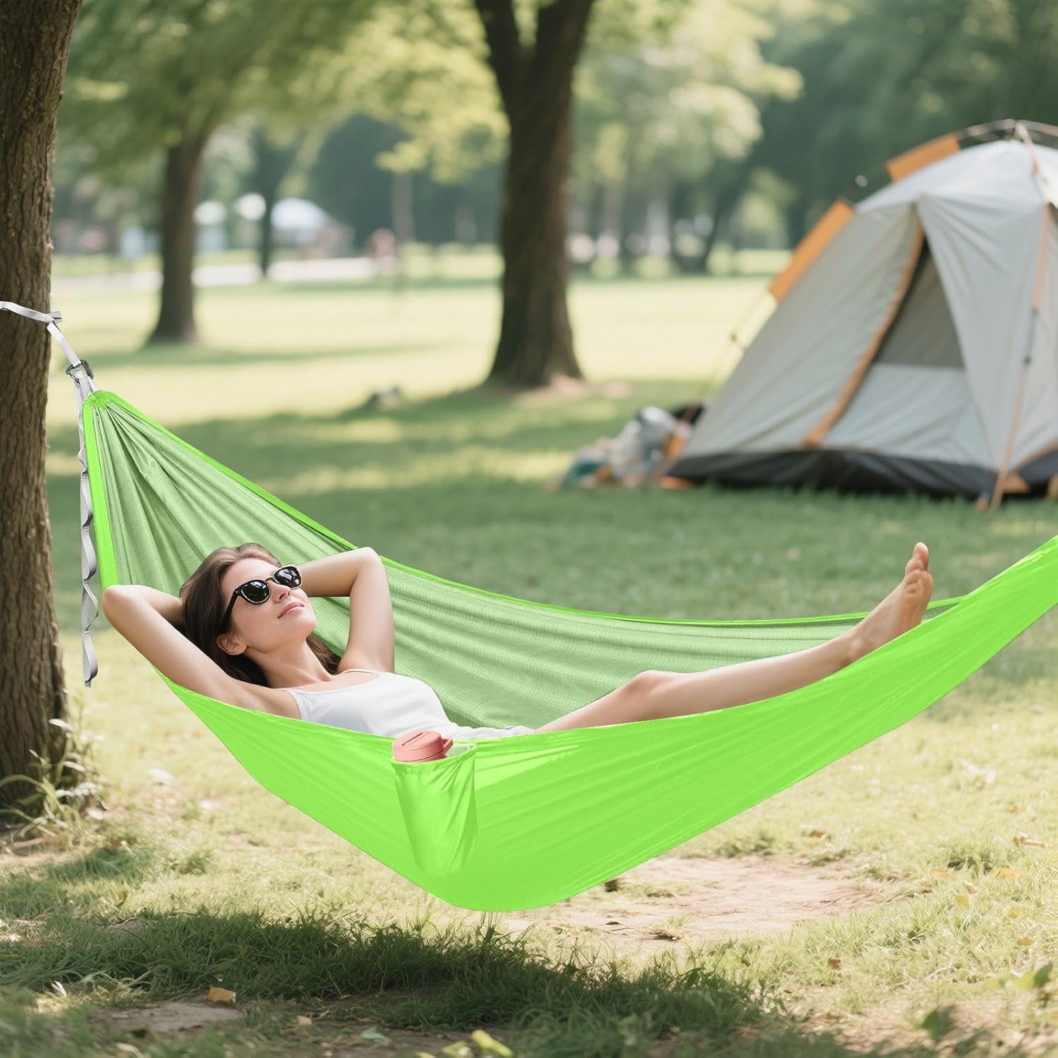 Fresh Leaves Foldable Camping Hammocks Hammocks with Tree Straps 114" x 54"
