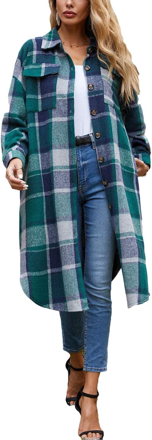 PUWEI Women's Plaid Shacket Coat