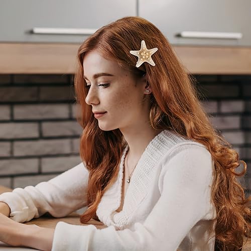 Miniatura 5 de 2 pinzas para el cabello con diseño de estrella de mar, hechas a mano, diseño de estrella de mar natural, lindo accesorio para la cabeza para niñas