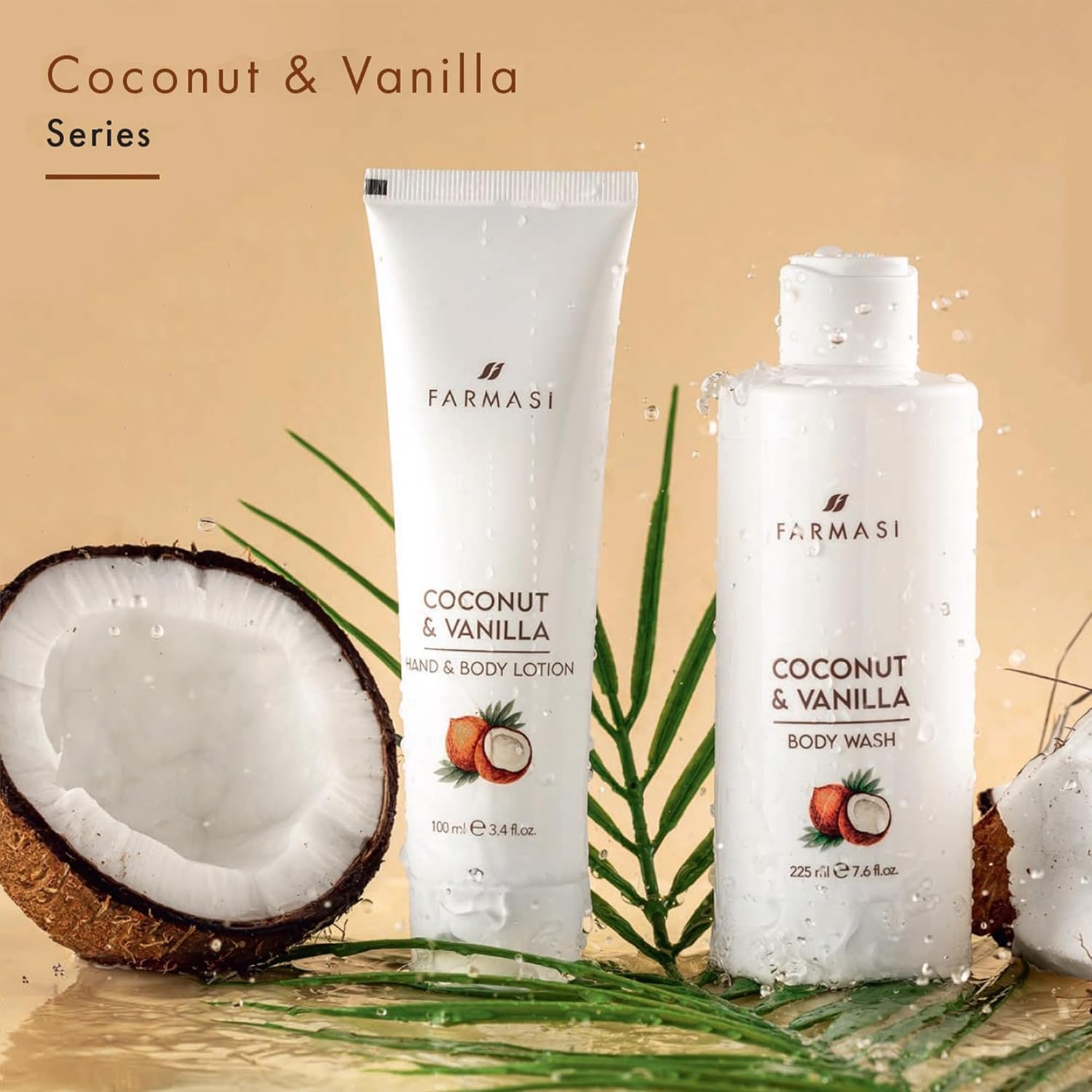 FARMASi Coconut and Vanilla Body Lotion, 100ml/3.38flOz - Nourishing, Hydrating, Soothing Scent, Daily Use, Long-Lasting Moisture, Gentle, Non-Greasy