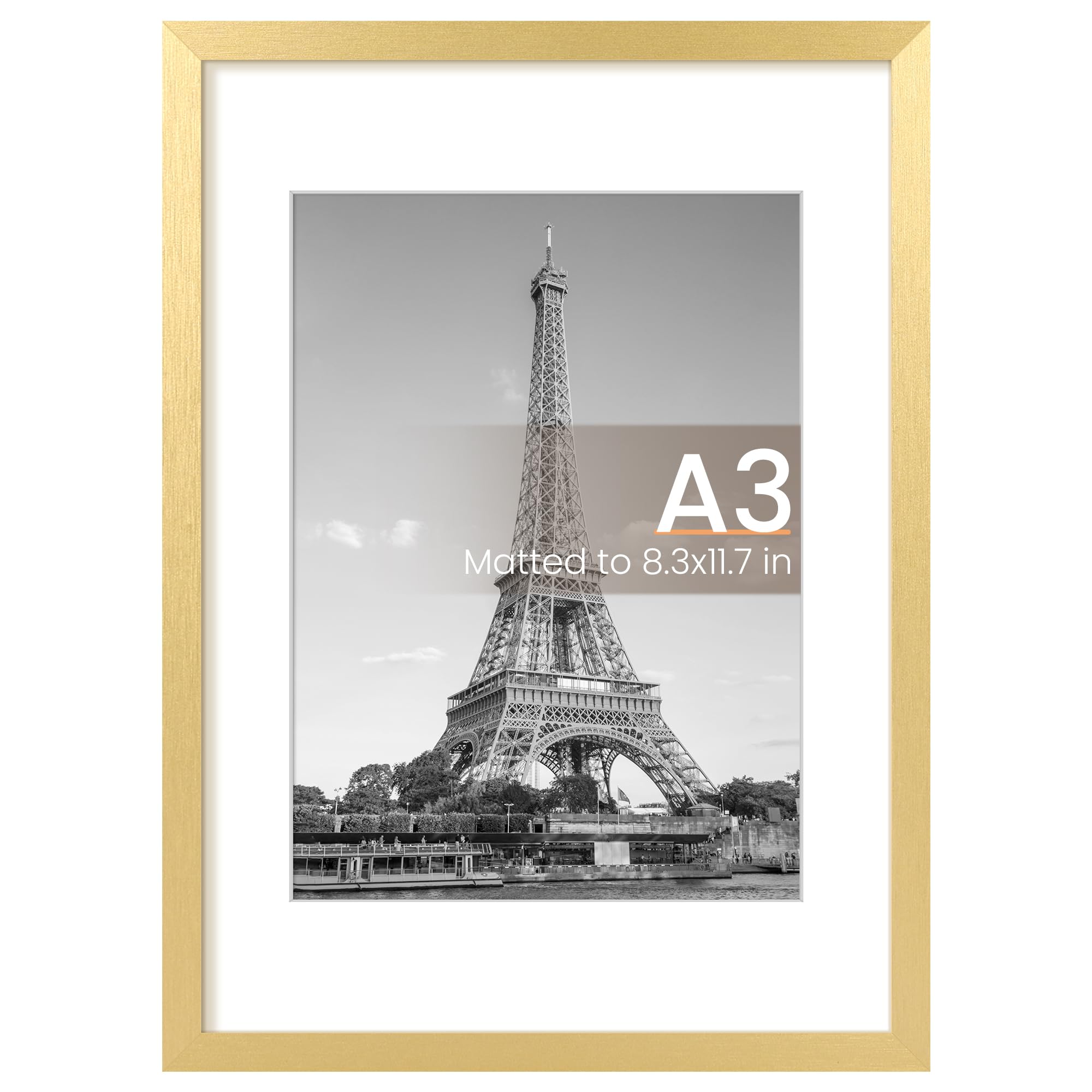 upsimples A3 Picture Frame, Wall Decor Poster Frames, Gold 1 Pack | 11.7 x 16.5 Frame, A4 Frame with Mat for Gallery Wall, Wedding, Baby, Dog, Dorm, Christmas