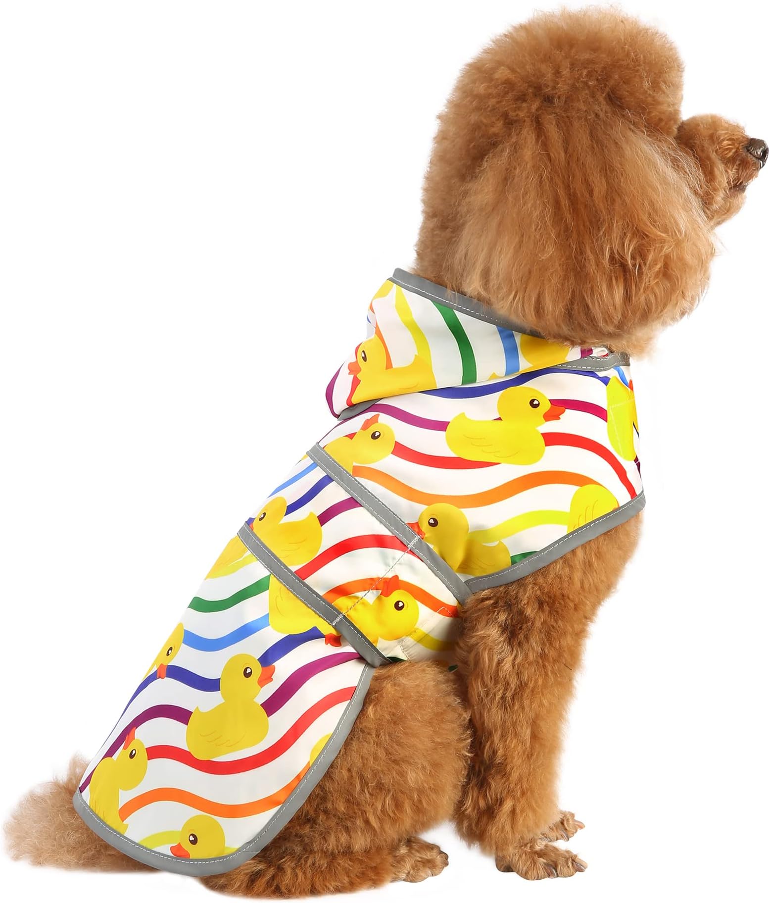 Small Dog Raincoat with Hood and Leash Hole, Waterproof Dog Rain Coats for Small Dogs, Reflective Dog Rain Jacket for Small Dogs