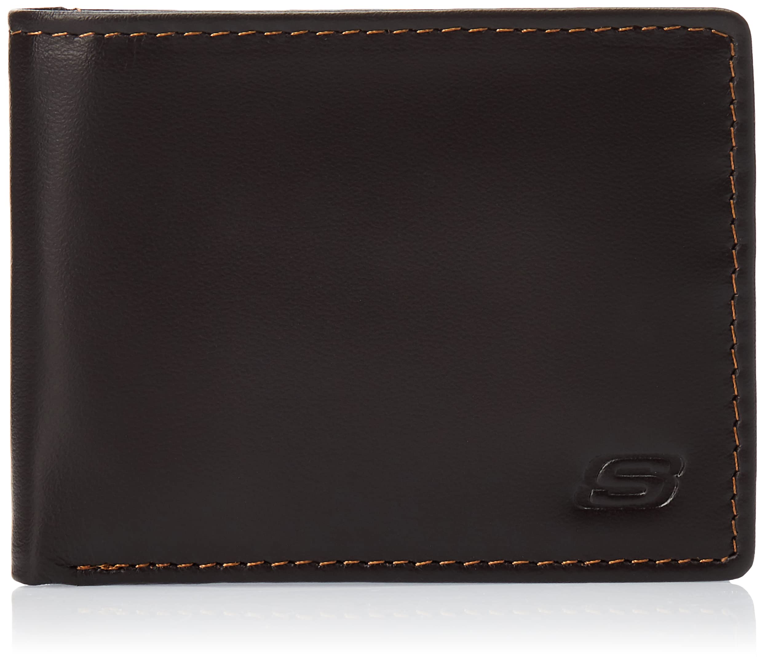 SkechersMen's Passcase RFID Leather Wallet with Flip Pocket