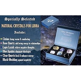 Faivykyd Libra Crystals Gift - 6 Libra Zodiac Natural Stones w/ 50 Miracle Mantras Affirmation Cards, Healing Astrology Gifts for Promoting Positive Energy, Self-Care, Love & Wealth