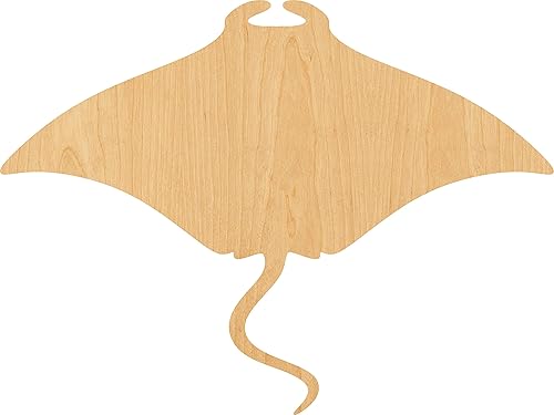 Miniatura 1 de Manta Ray Laser Cut Out Wood Shape Craft Supply - 4 Inch