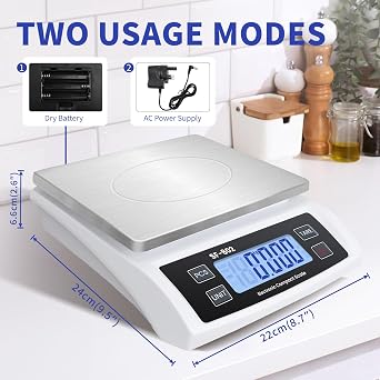 Large Digital kitchen scale 30kg/66lb Electronic Food Weighing Scales For Meal Prep Baking Cooking Meat Stainless Bread Scale With LCD Display Tare Function Accurate Counting Scale