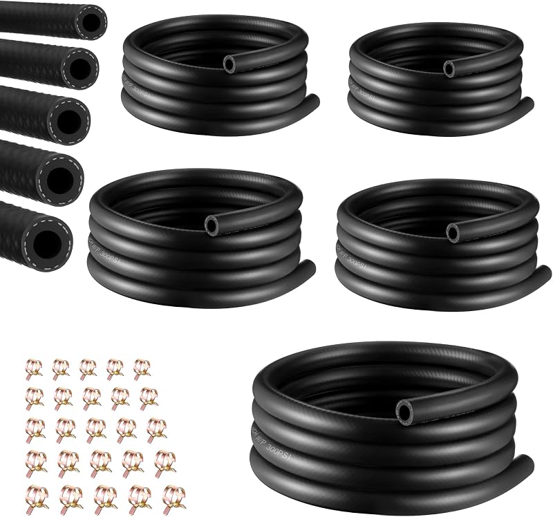 Kit de Mangueiras de Combustível Meonum com 5 Diâmetros e Abraçadeiras – 5 pés por medida