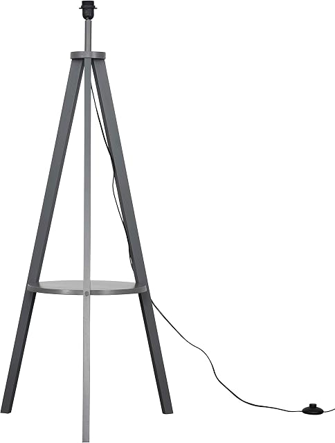 MiniSun Modern Grey Wood Tripod Design Floor Lamp Base with Storage Shelf