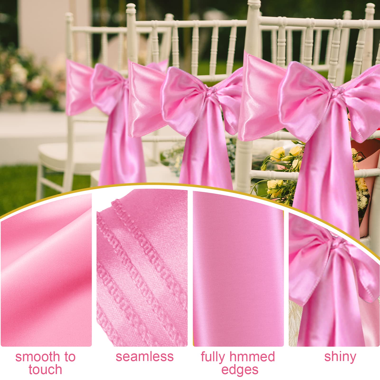 Babenest Bandas De Satén Para Silla, 50 Lazos Mejorados Para Silla, Lazos Para Bodas, Banquetes, Fiestas
