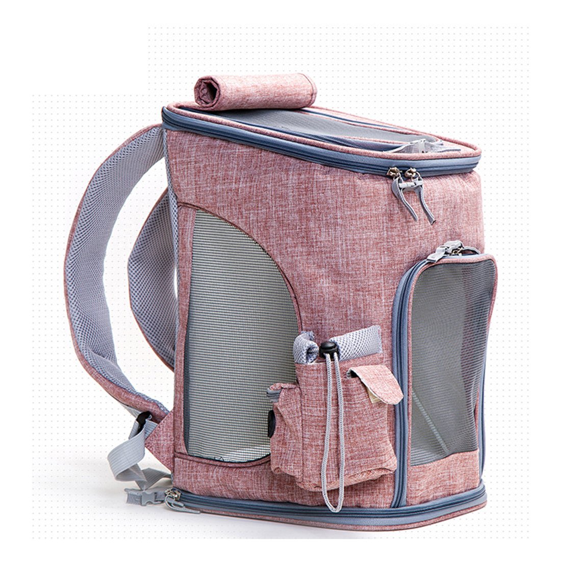 Sac à dos transporteur pour chien et chat rose clair confortable pour randonnée et voyage