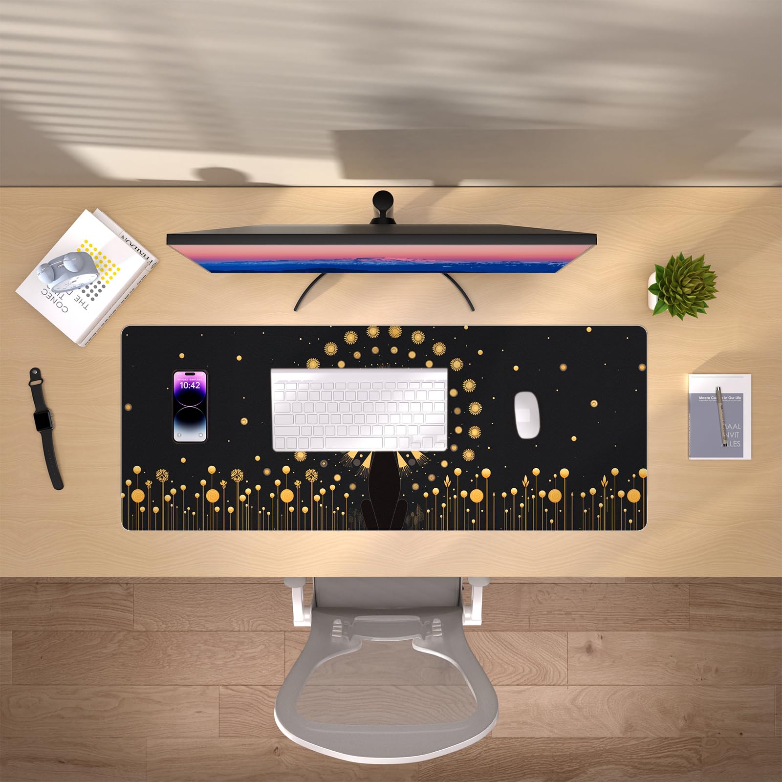 Alfombrilla De Escritorio A Cuadros - Tamaño 90x40 Cm, Antideslizante, Impermeable, Fácil De Limpiar, Protege La Mesa