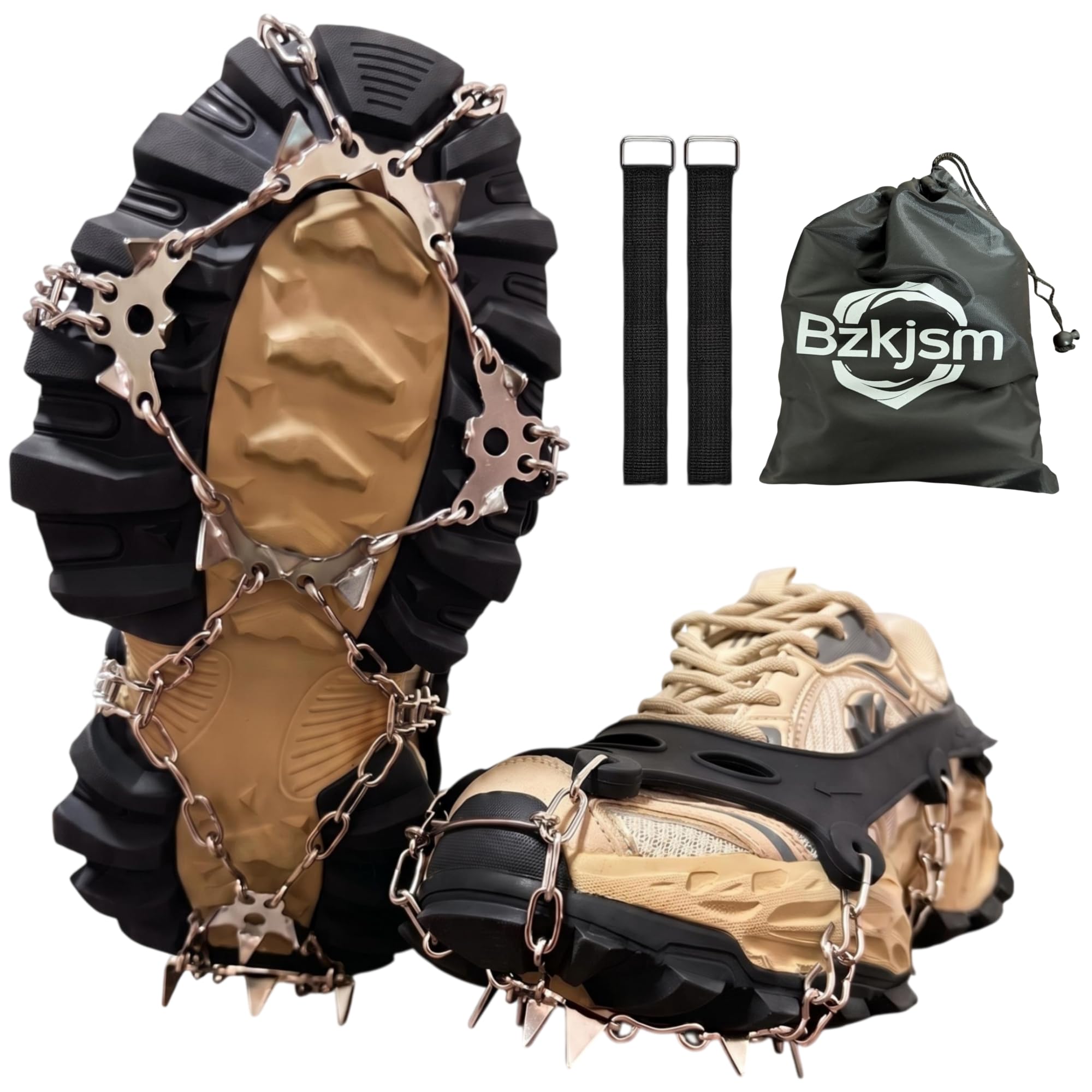 Crampons Ice Cleats Snow Grips, Anti-Slip Traction Spikes for Shoes, Boots