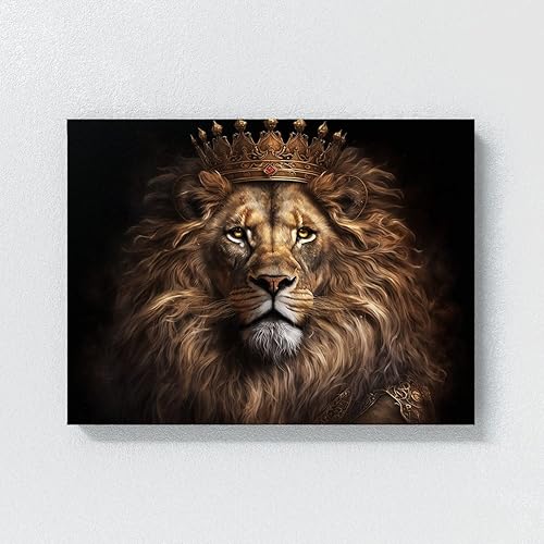 Miniatura 4 de Sense Canvas Lion Majestic Crown King 60 - Lienzo decorativo para decoración del hogar, póster grande de 40 x 30 pulgadas, 0.75 pulgadas