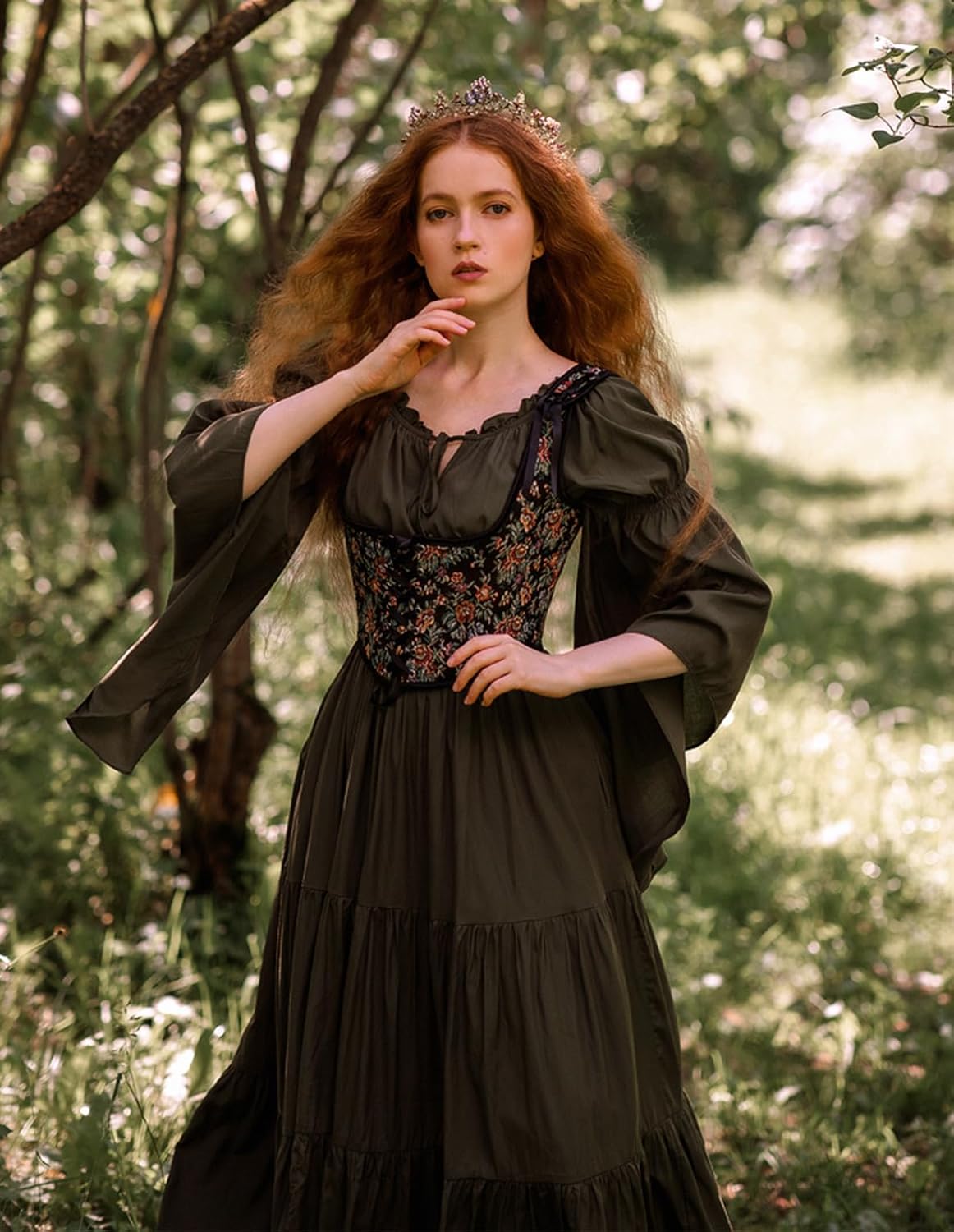 Scarlet Darkness Women's Underbust Corset Top Renaissance Medieval Lace-up Boned Fairycore Pirate Corsets - Image 5