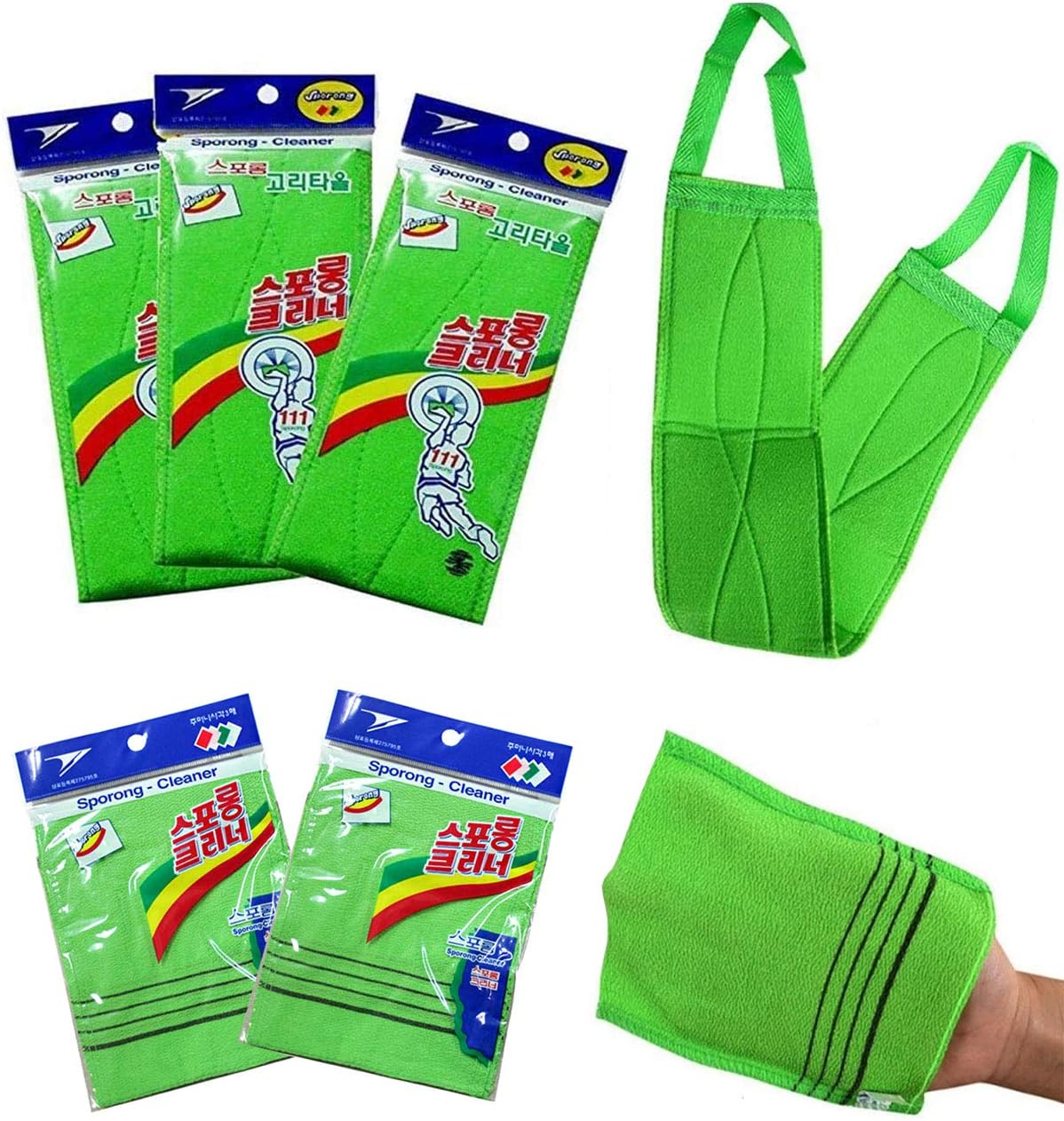 Long Bath Washcloths Korean Italy Towel (3 Pack) + Asian