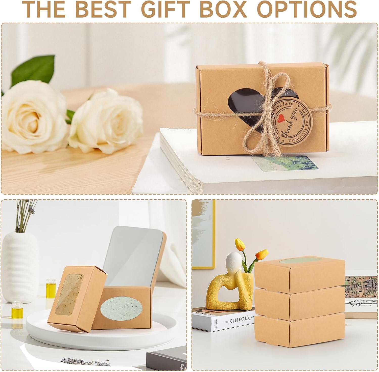 Kraft Soap Boxes with Window - Mini Soap Boxes for Homemade