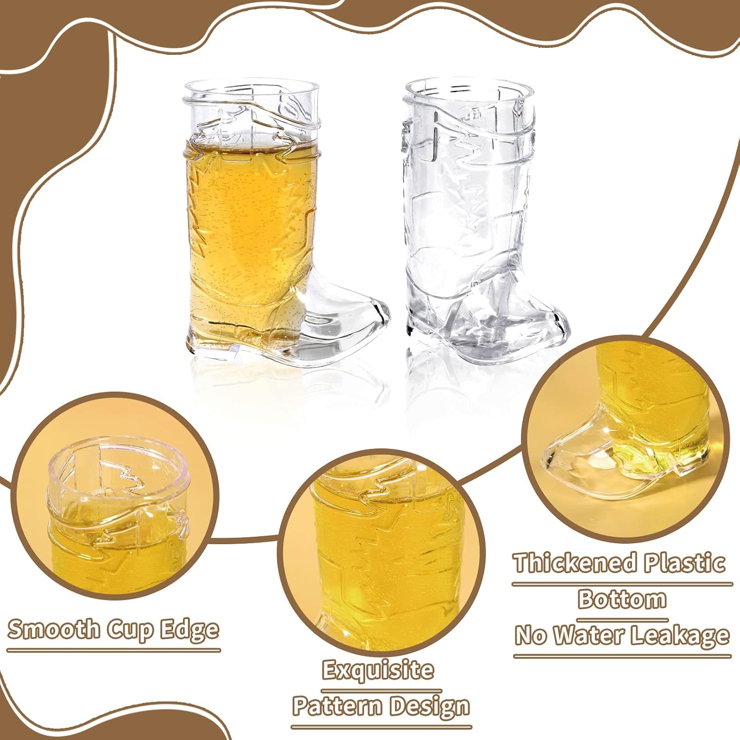 YAXINRUI Cowboy Boot Shot Glasses - 24 Pcs 1 Oz Mini Plastic Cowboy Shot Glasses Boot Cups for Cowboy Theme Parties Decorations, Bachelorette Party Supplies, Wedding and Birthday Mother's Day Decor