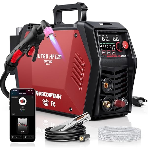 ARCCAPTAIN iControl CUT60 Pro Plasma Cutter, [APP Control] 60Amp Pilot Arc 120/240V Plasma Cutter Machine, Cuts 15/16" Max, Supports Rust Removal & Expanded Metal, LED Display, 2T/4T, PA/PT, MCU 3.0