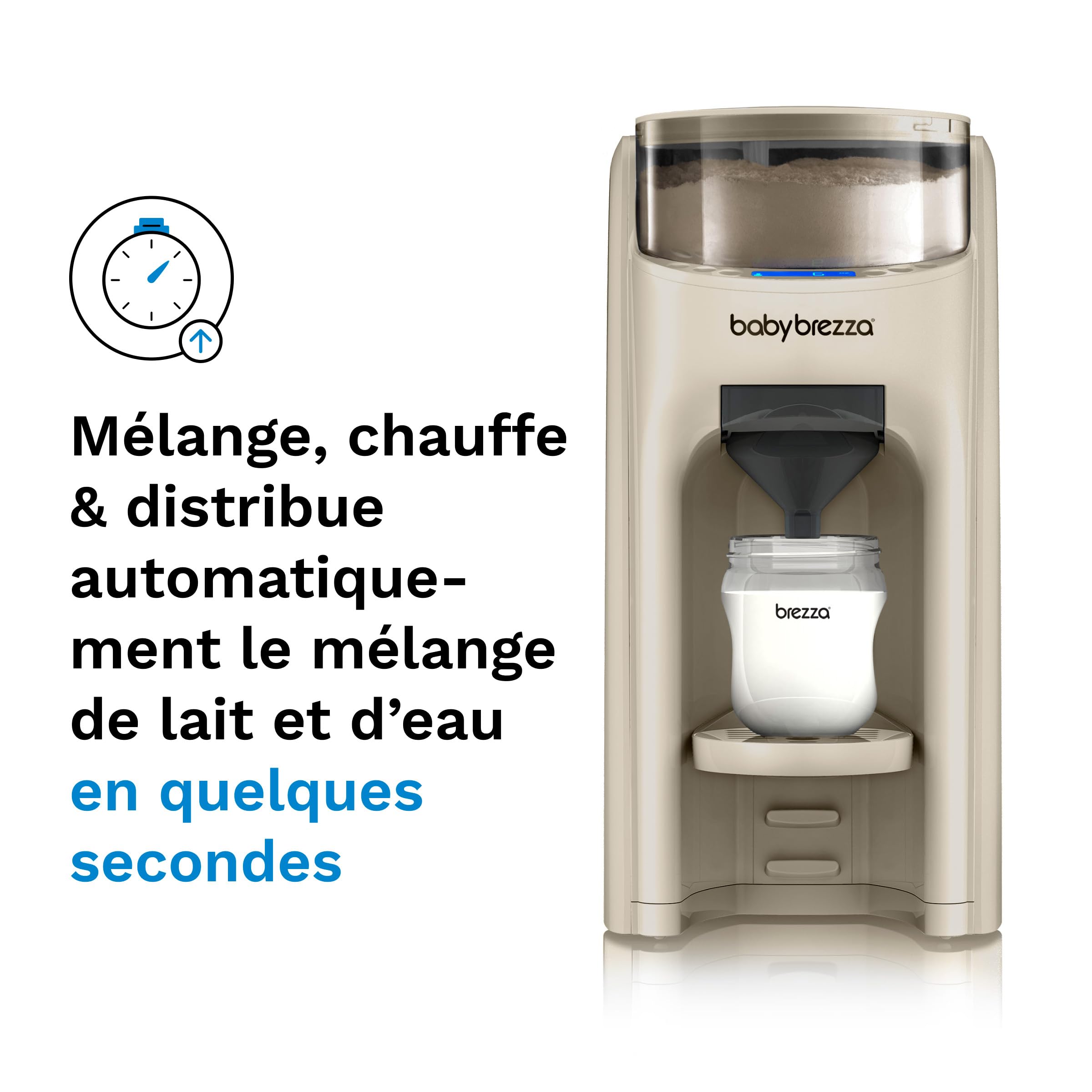 Baby Brezza Formula Pro Advanced Beige Oatmeal - Préparateur de Biberons instantané et automatique, dose et mélange l'eau chaude et la poudre de Lait par simple pression d'un bouton